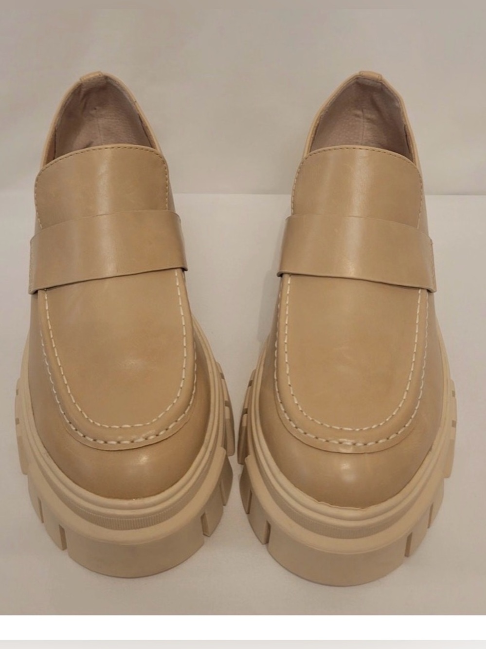 Chinese Laundry Platform Loafer in Beige Lug Sole in 6